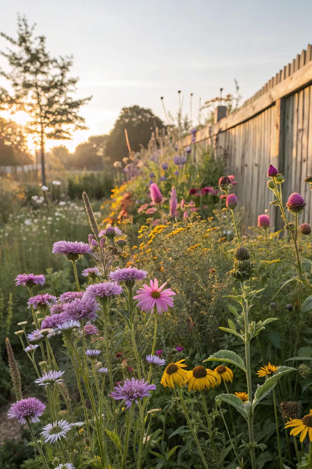 Native wildflowers bringing color and life to a sunny garden.