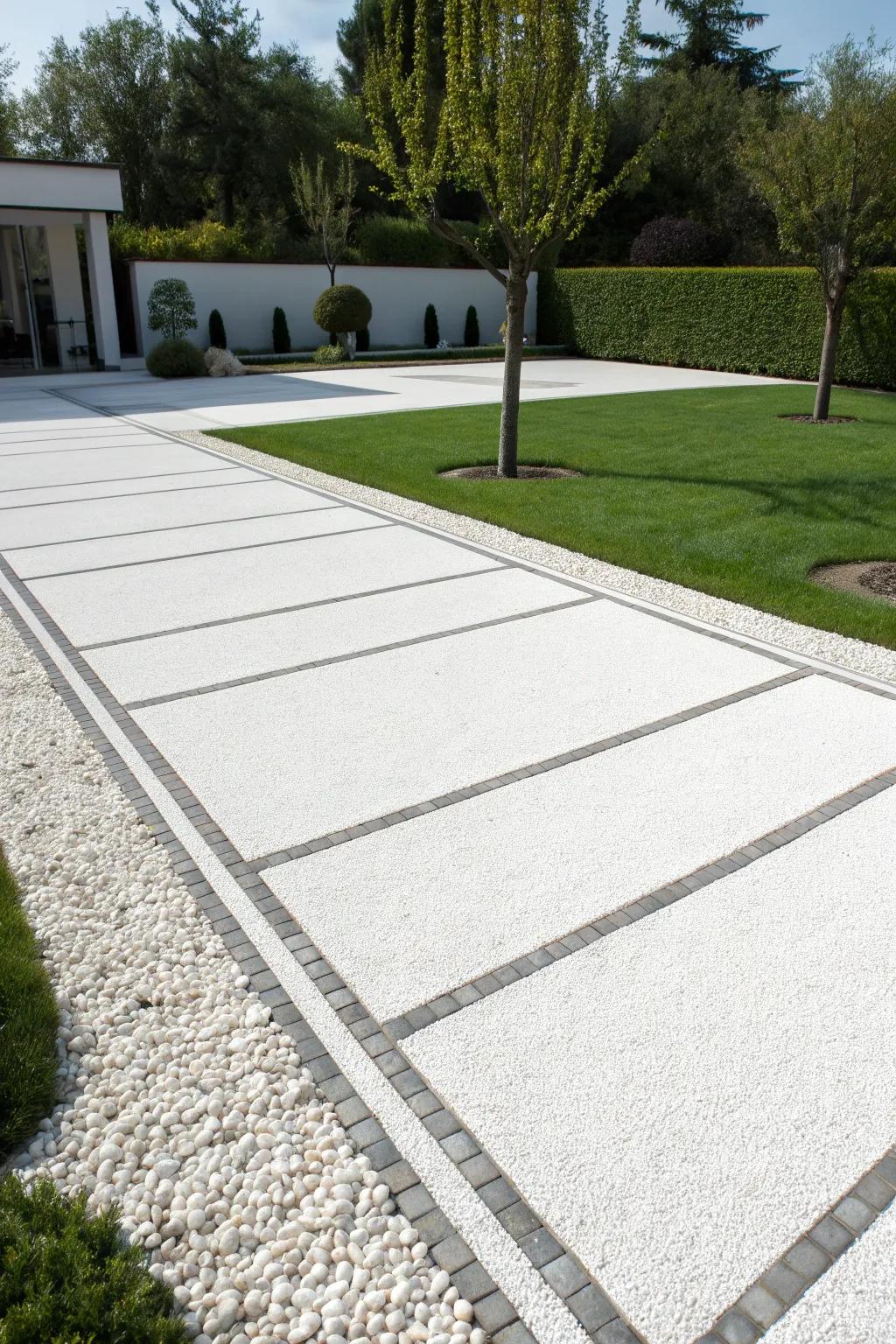 Chic and simple linear design driveway.