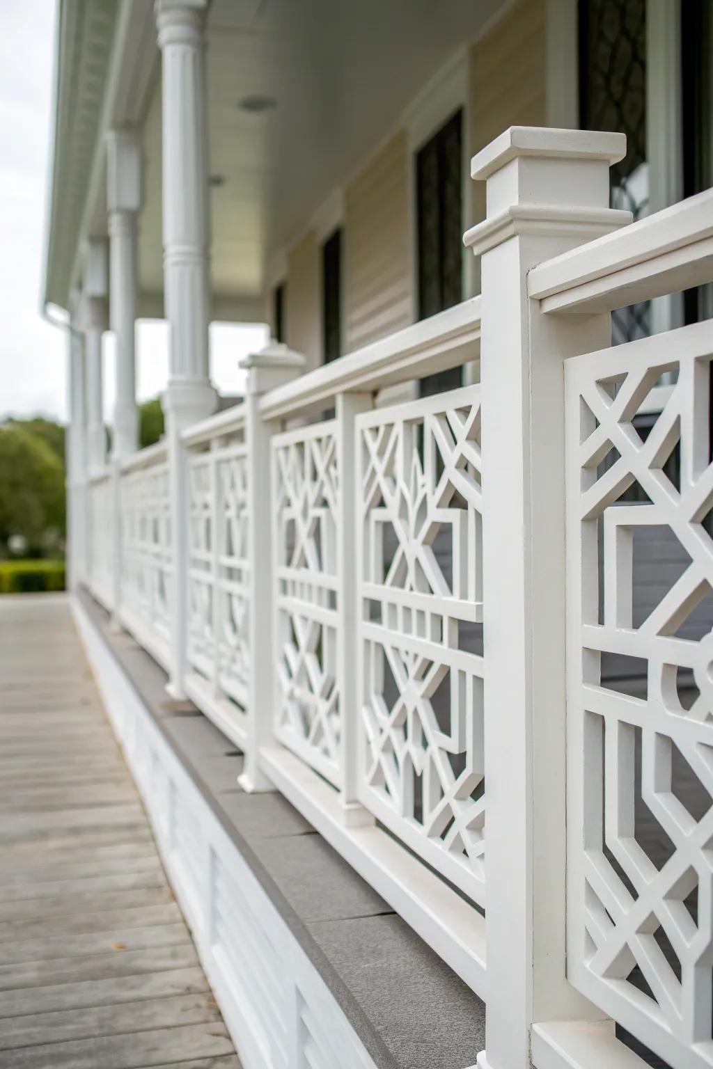 Geometric patterns transform this porch into an artistic haven.