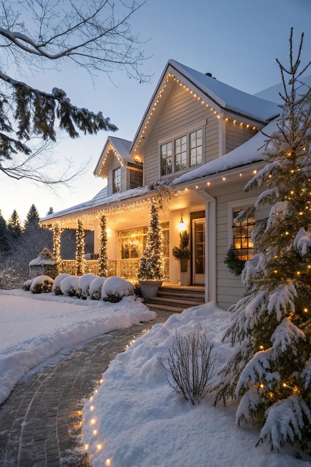 A home tastefully adorned with subtle holiday decorations.