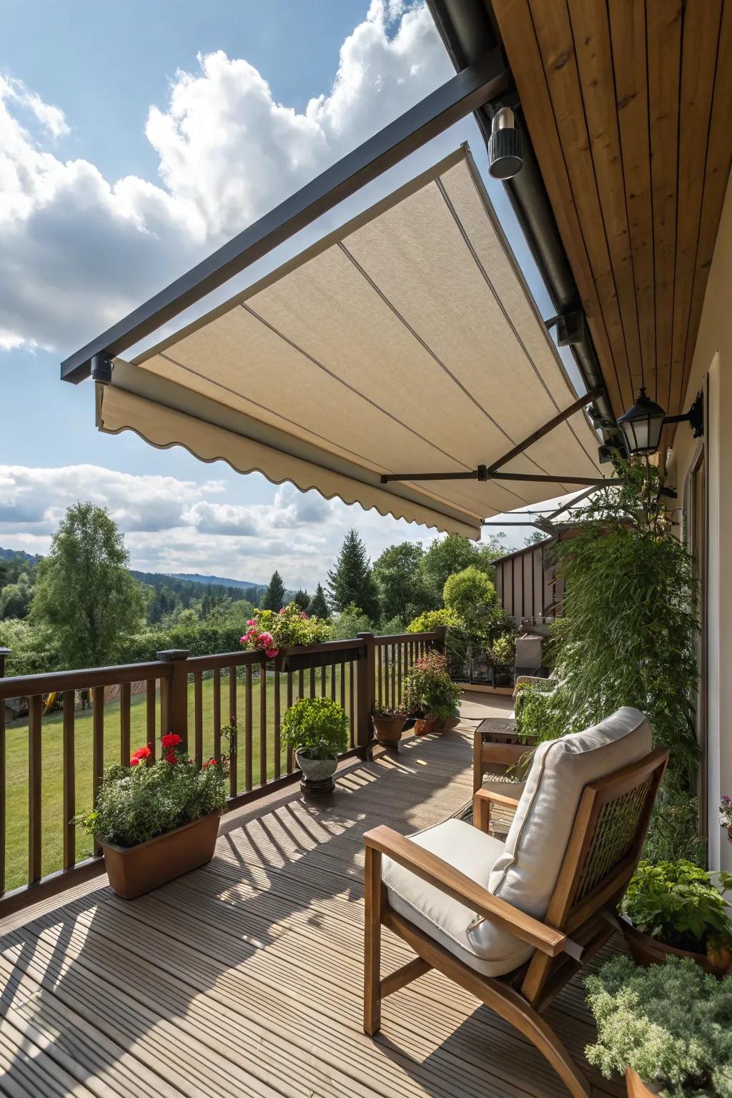 Enjoy flexible shade with a retractable awning.