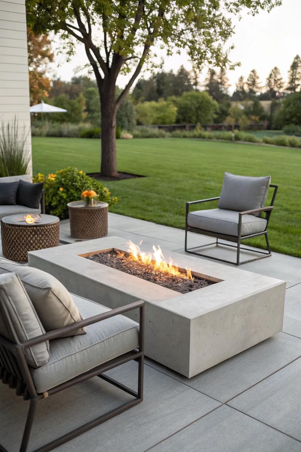 A minimalist fire table adds elegance to any modern space.