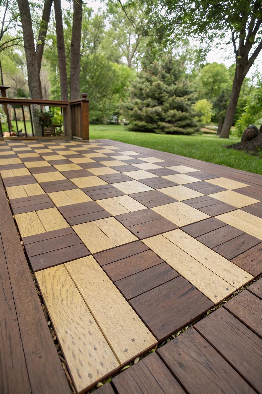 A playful checkerboard pattern brings life to this deck.