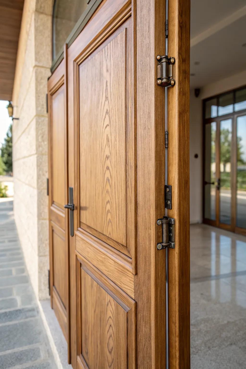 Hidden hinges offer a seamless, sophisticated look.