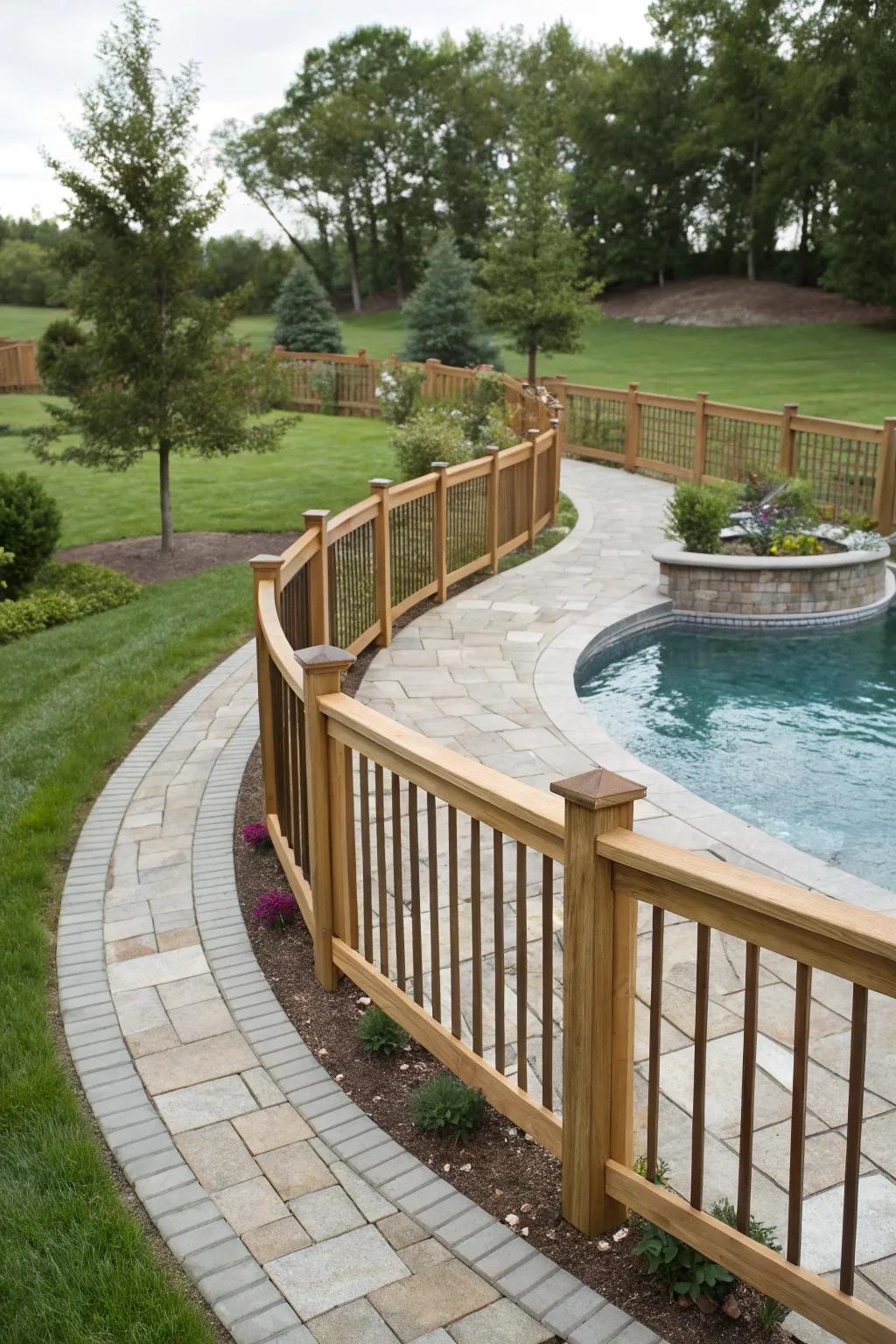 Curved designs add a unique and eye-catching flow to your pool fence.
