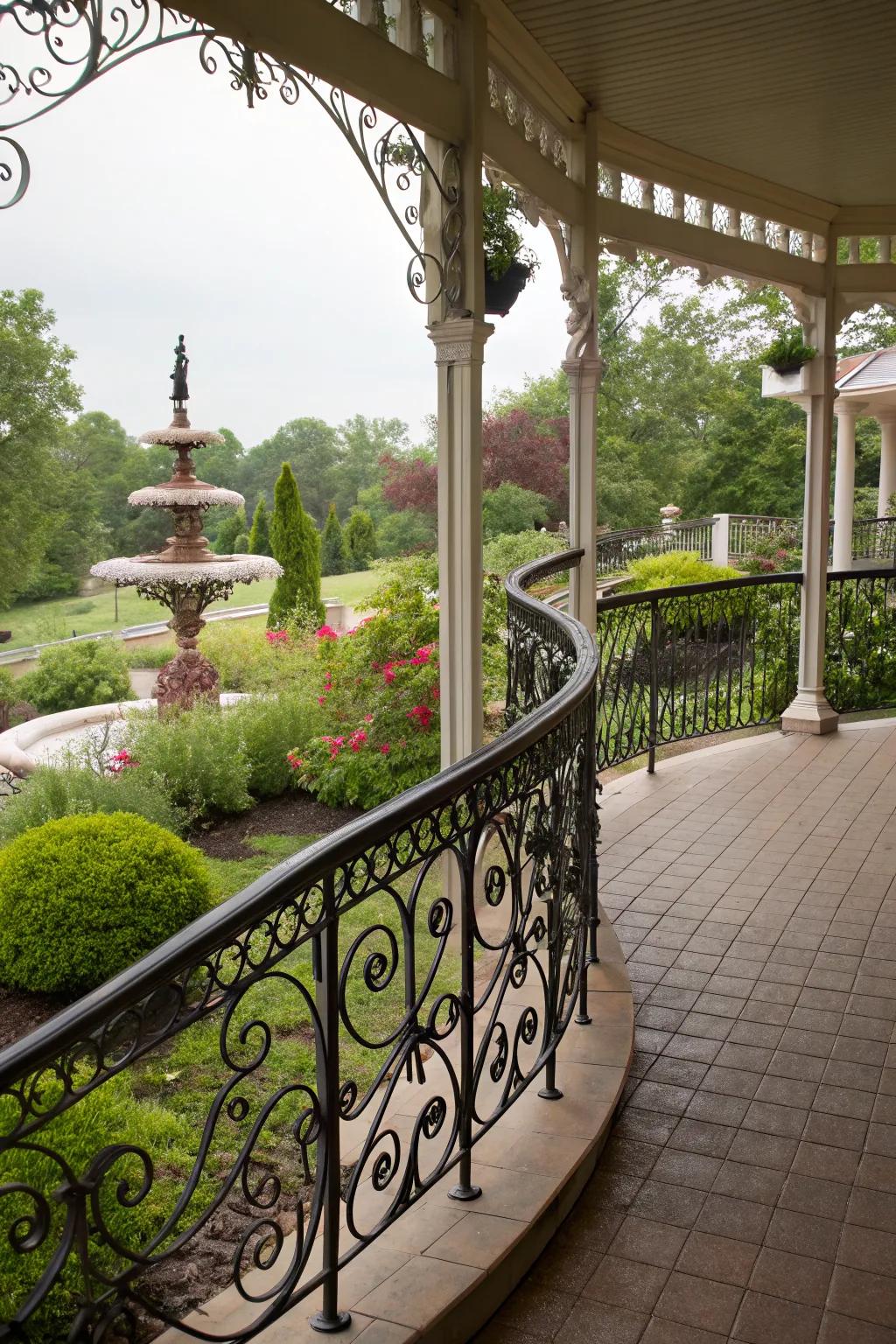 Create drama with gracefully curved railings.