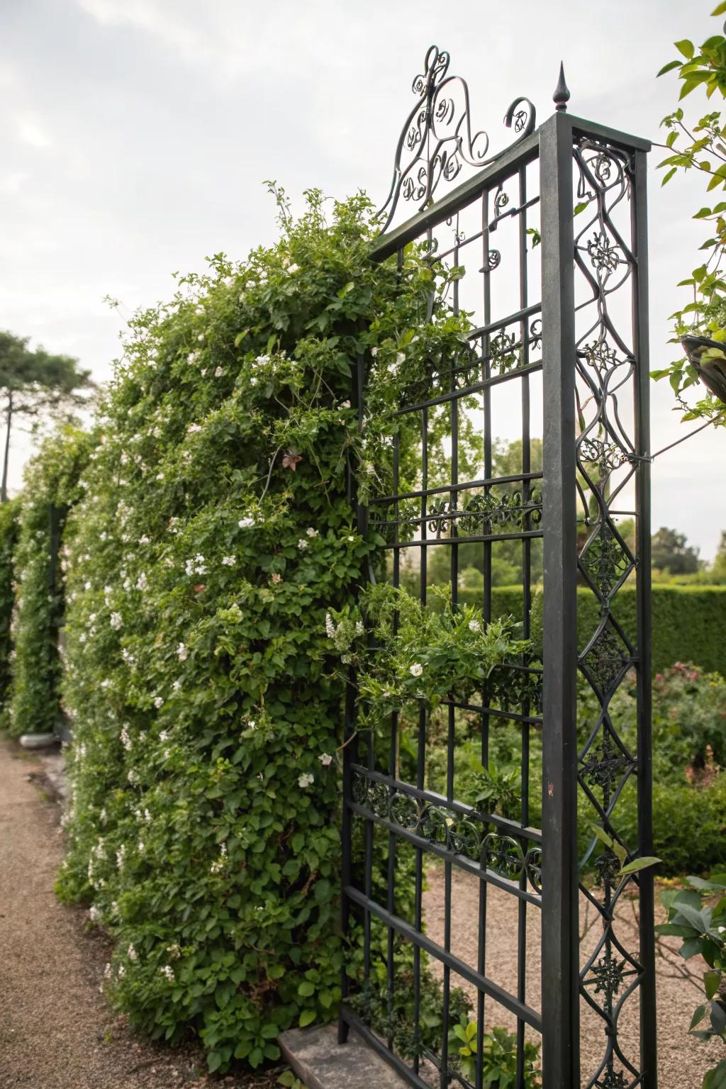A trellis privacy screen combines seclusion with natural beauty.