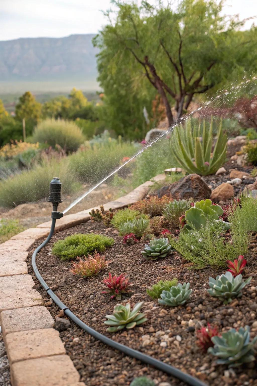 Drip irrigation ensures efficient watering.