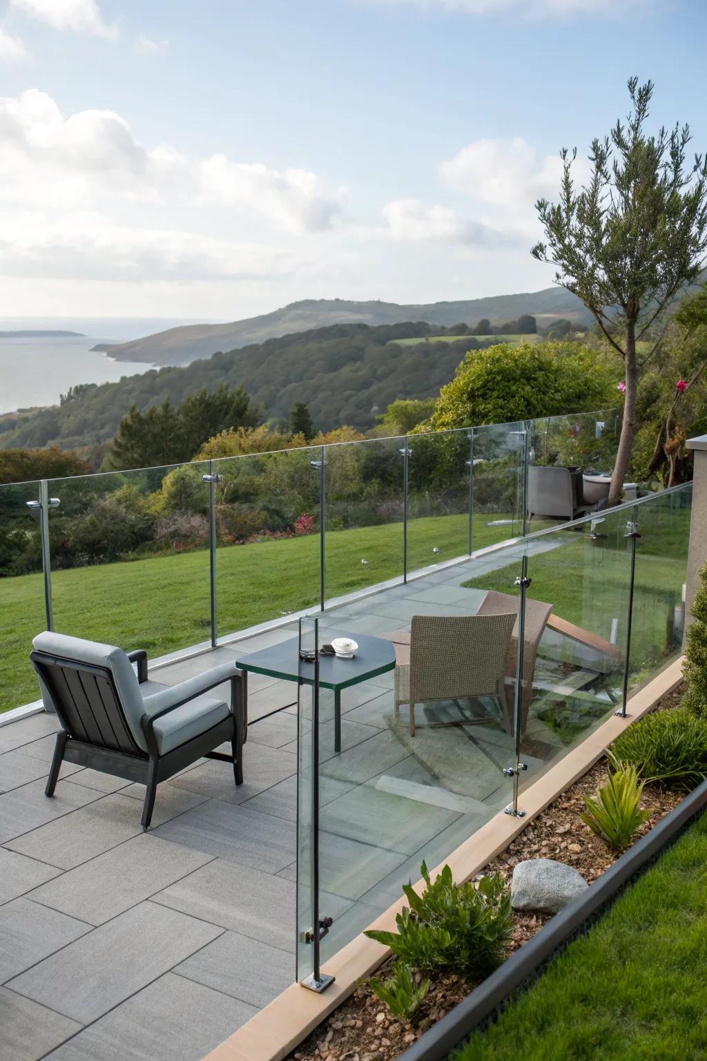 Glass railings maintain views while defining spaces.