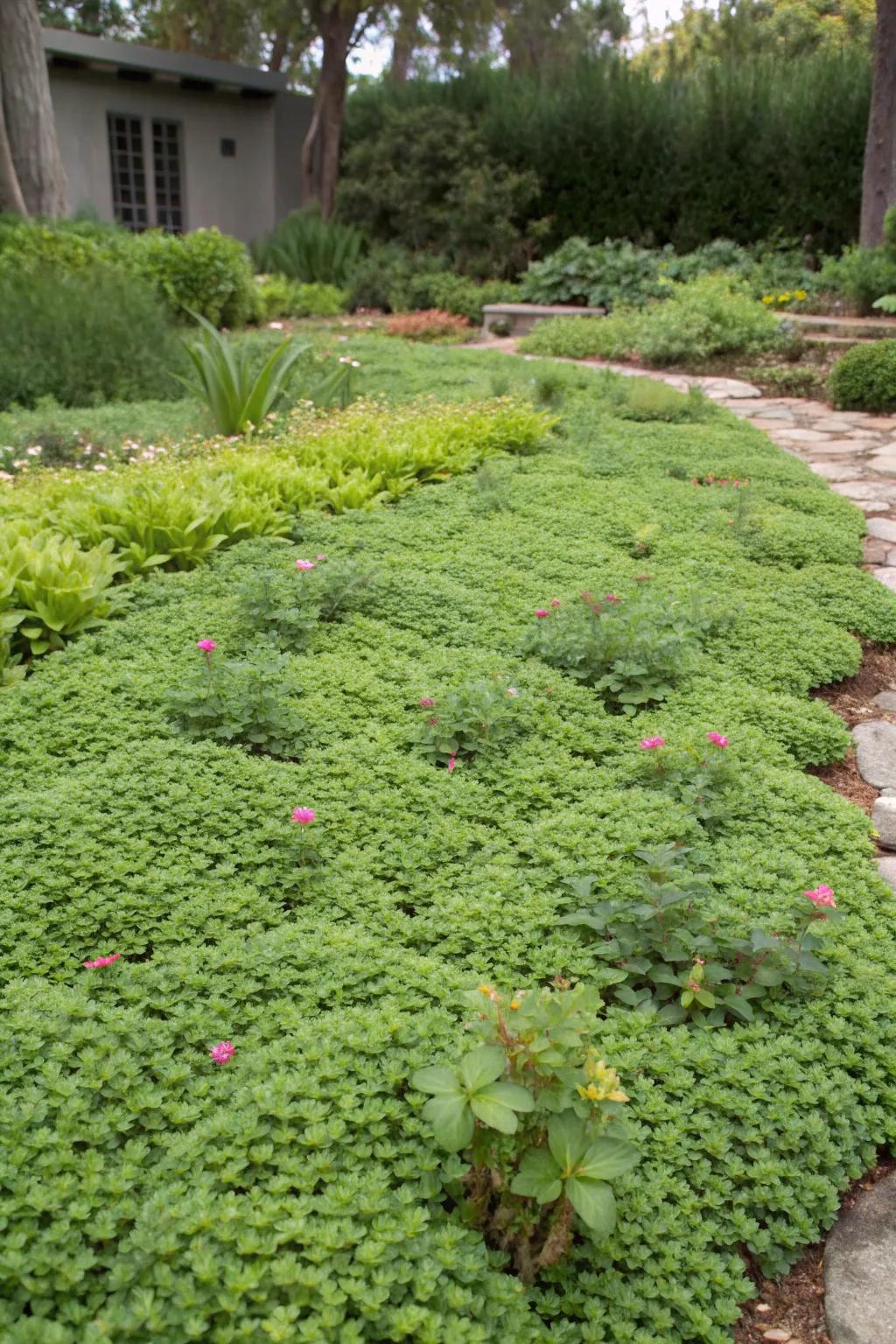 Ground covers provide lush, water-wise alternatives to traditional lawns.