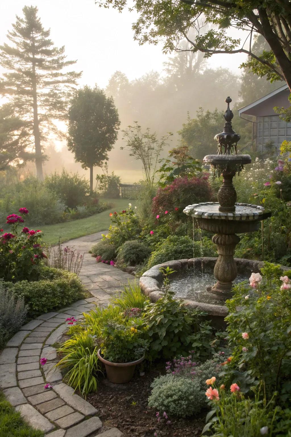 A tranquil water feature enhancing a zone 7 garden.