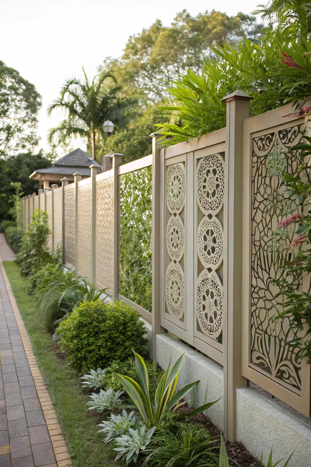 Add artistic flair to your garden with decorative fence screens.