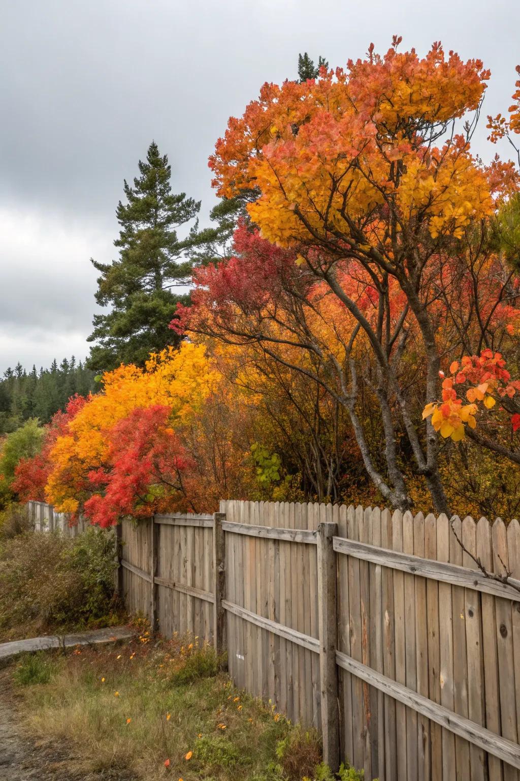 Smoke Trees provide dramatic color and privacy.