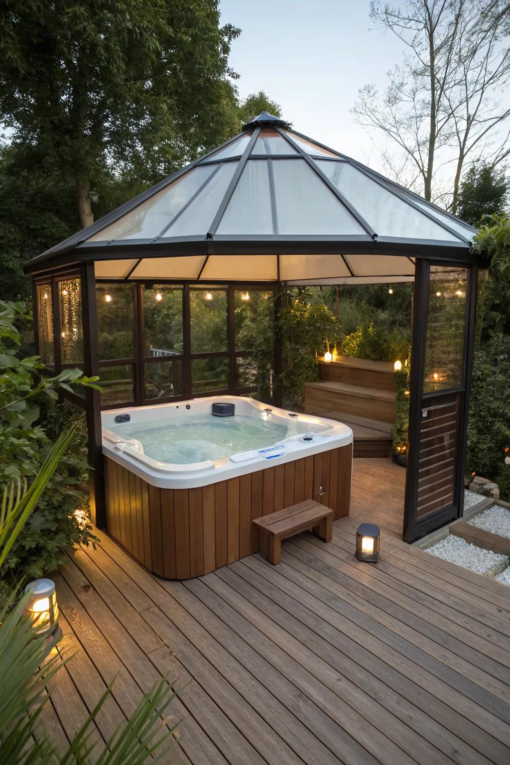 Create a secluded retreat with a gazebo.