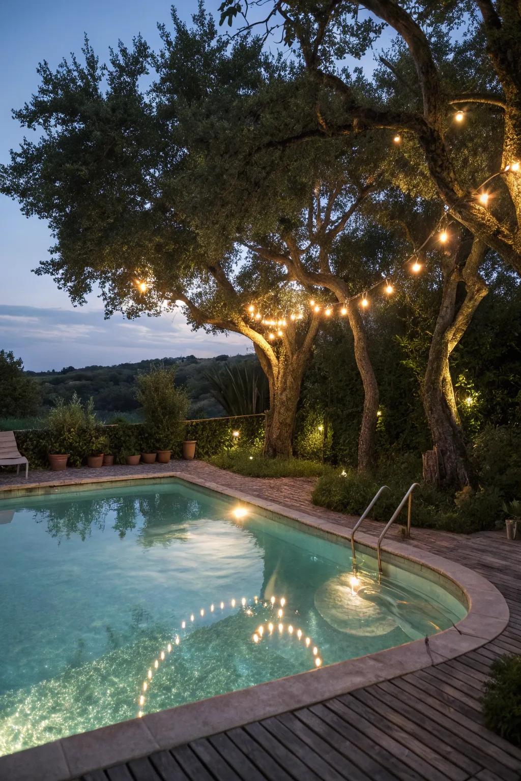Moonlighting creates a serene and natural ambiance around your pool.