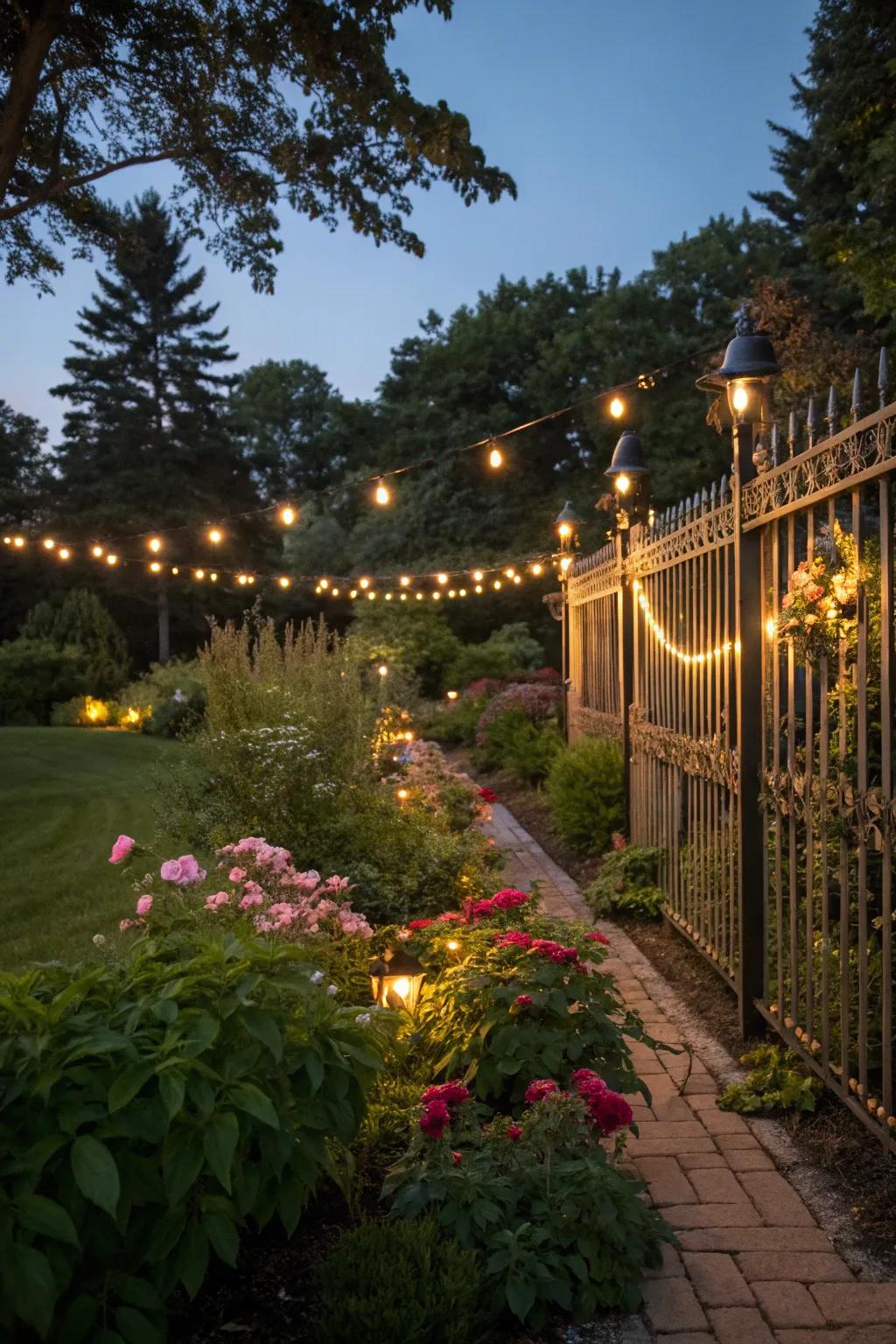 Create evening ambiance with fence lighting.