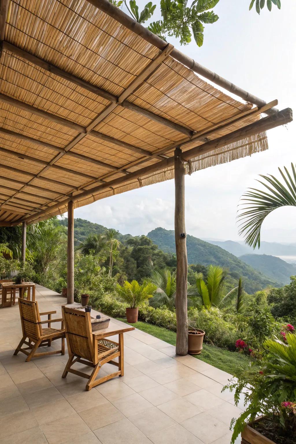 Bamboo awnings bring a touch of the tropics to your space.