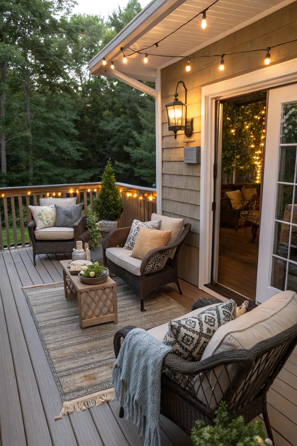 Platform landings offer a perfect spot for outdoor furniture and decor.