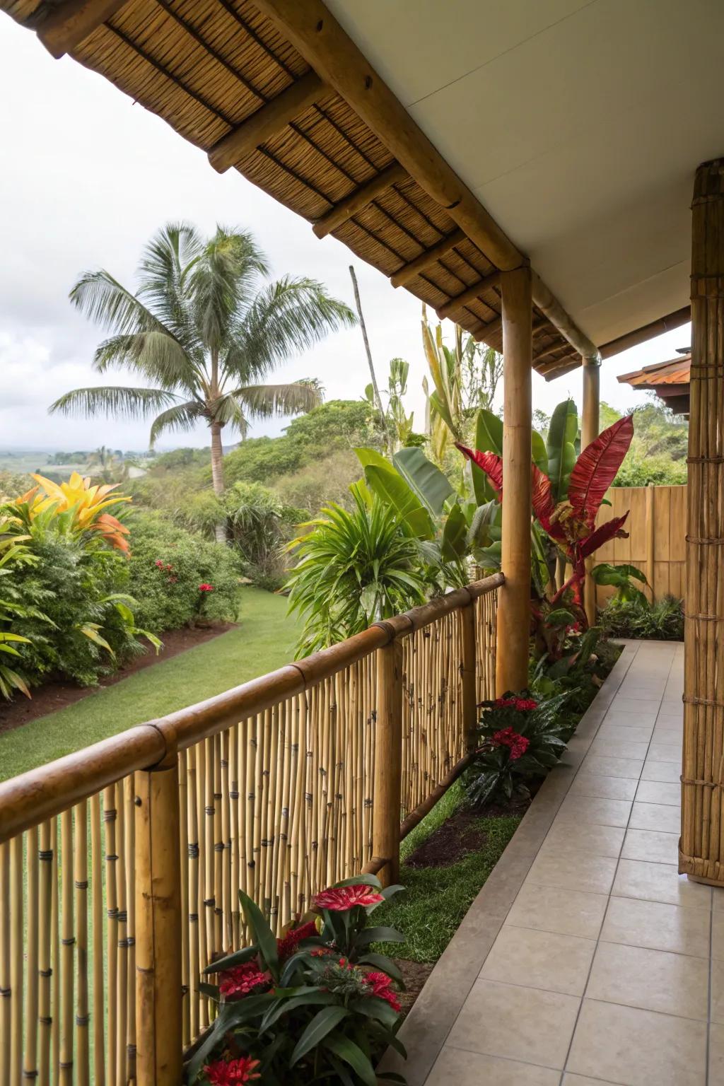 Bamboo fencing adds a tropical and eco-friendly touch.
