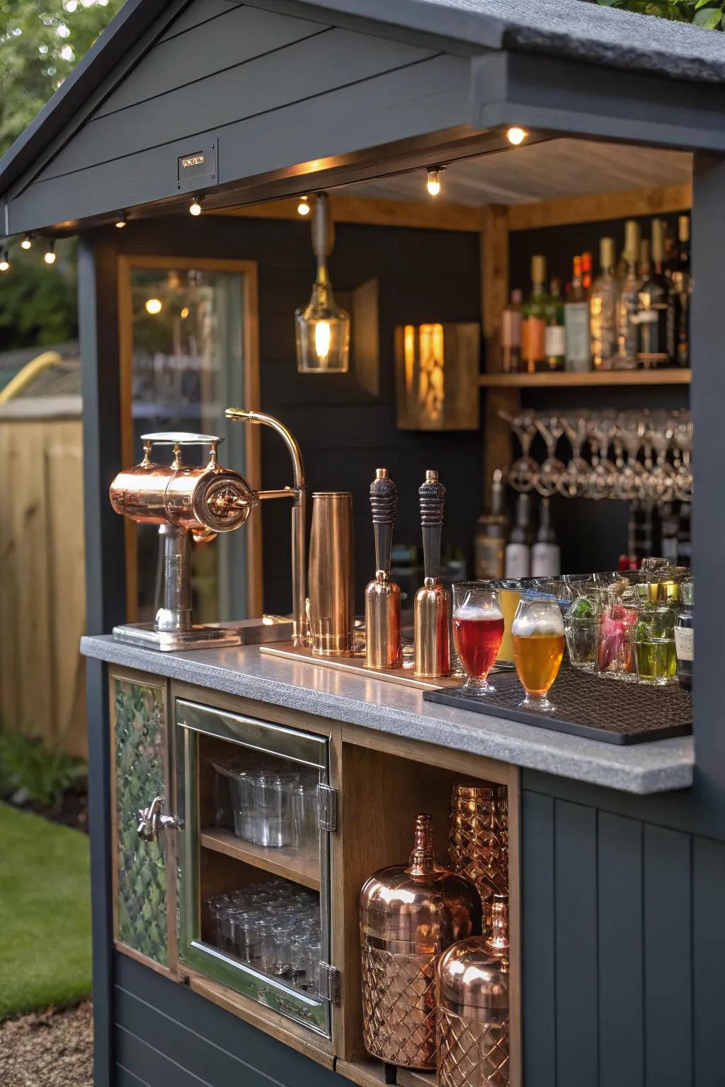 An artisan cocktail corner is ideal for aspiring mixologists.