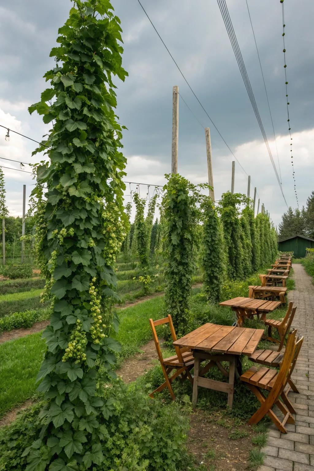 Growing hops adds authenticity to your garden theme.