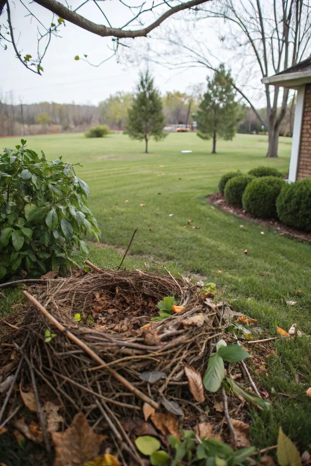 Providing nesting materials encourages birds to settle in.
