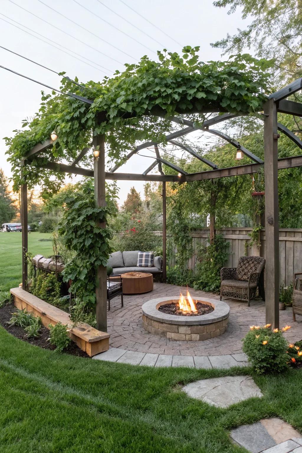 A cozy enclosed fire pit area for intimate gatherings.
