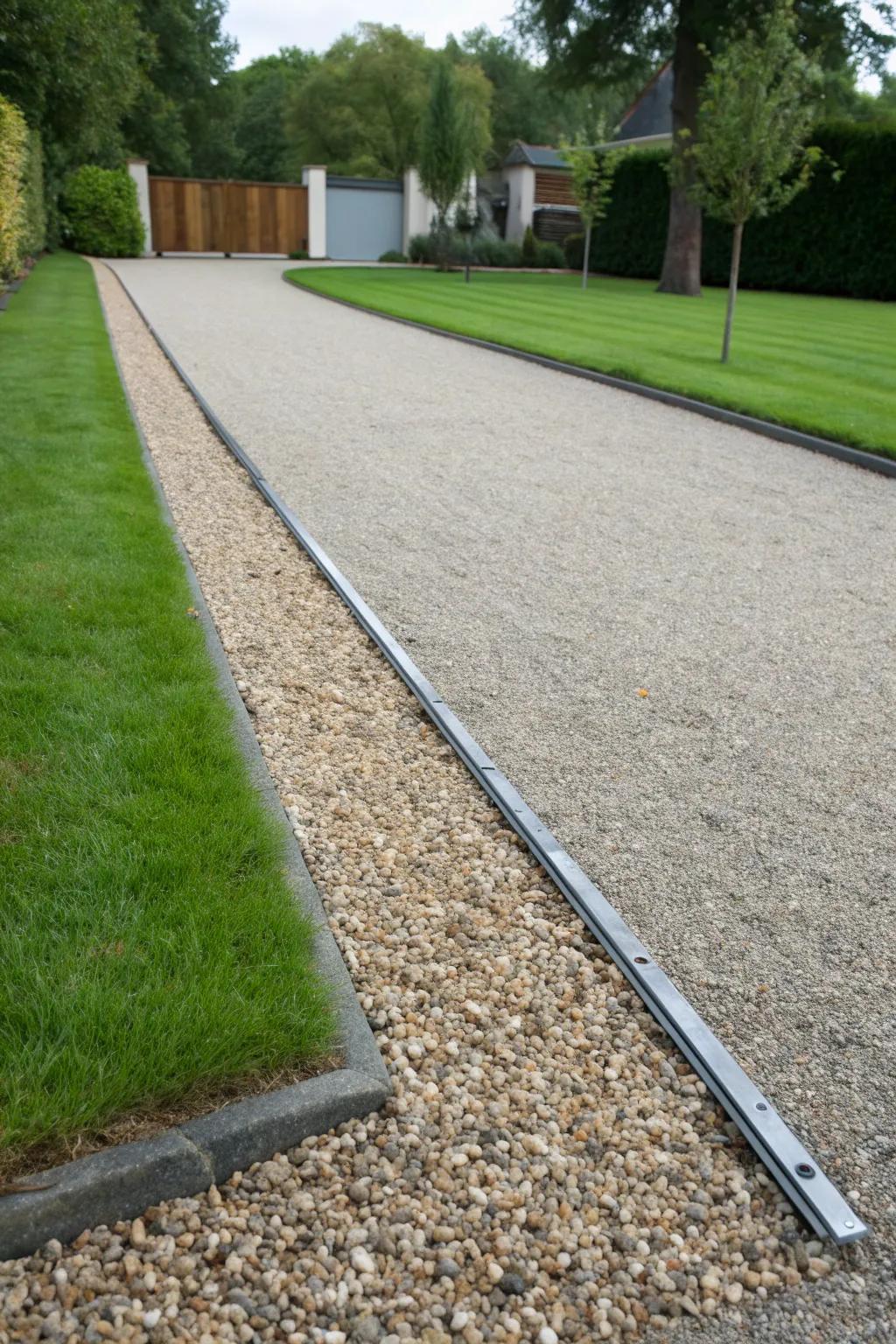 Metal edging provides clean lines and a crisp finish.