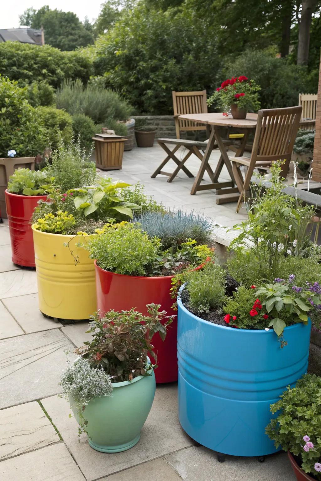 Creative container use adds versatility and color to your garden.