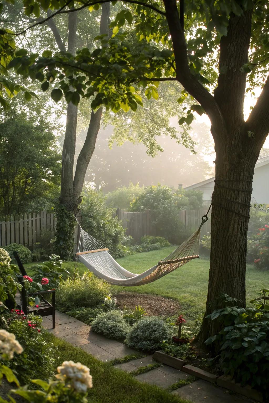 Relax and unwind in a backyard hammock.