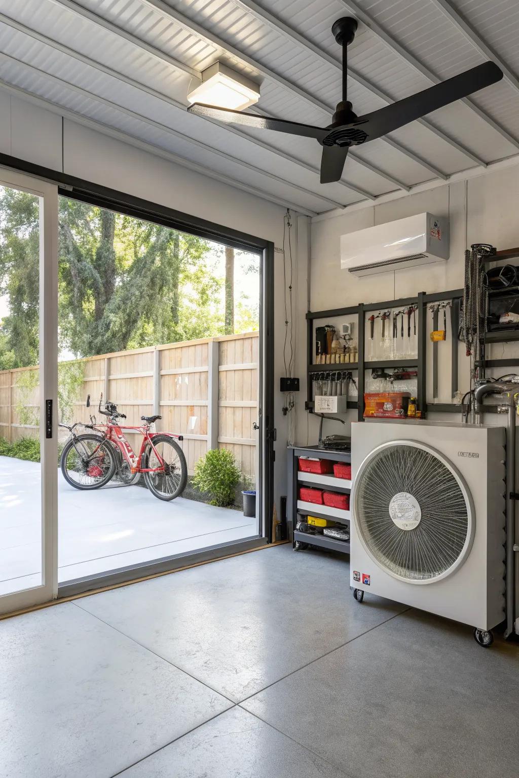 A mini-split system ensuring comfort in this garage.