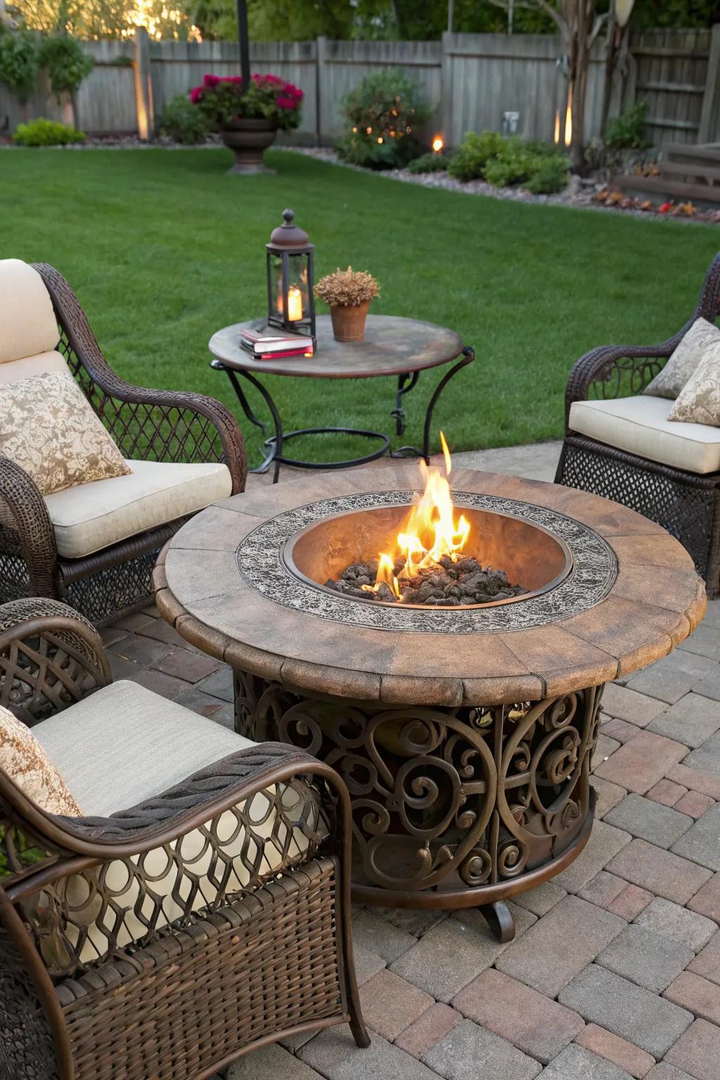 Capture nostalgia with a vintage-inspired gas fire pit.