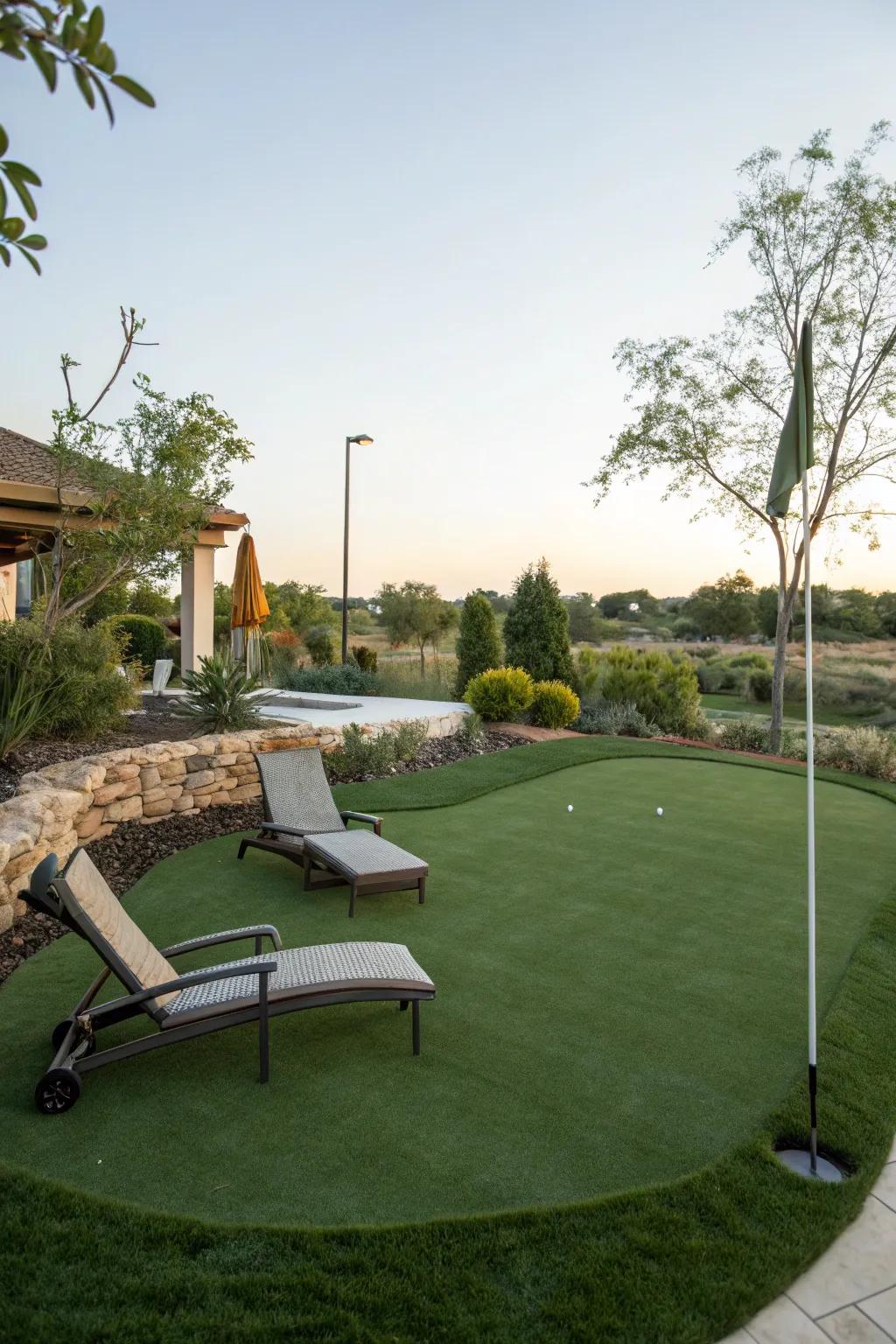 Create a cozy atmosphere with seating around your green.