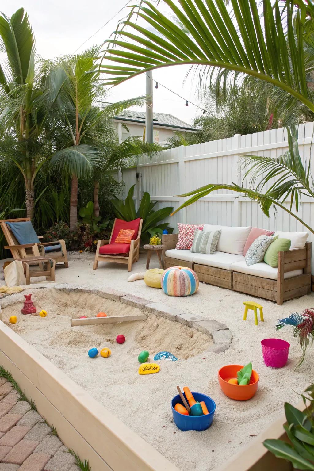 Bring the beach to your backyard with a sandpit oasis.