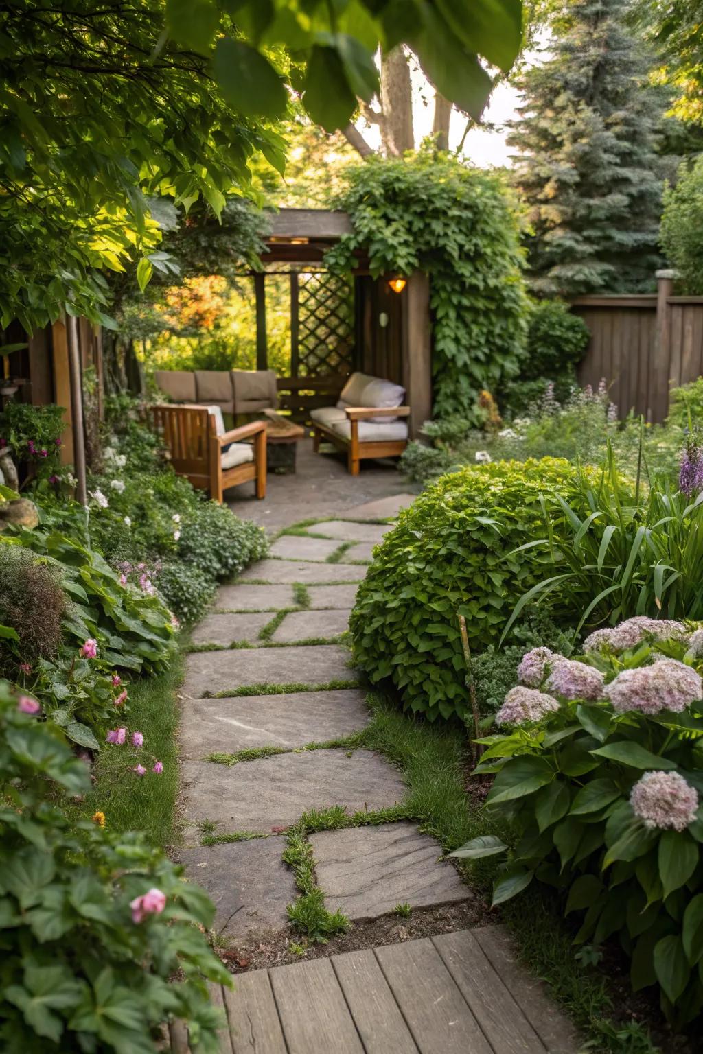 A garden path invites exploration and adds charm to your backyard.
