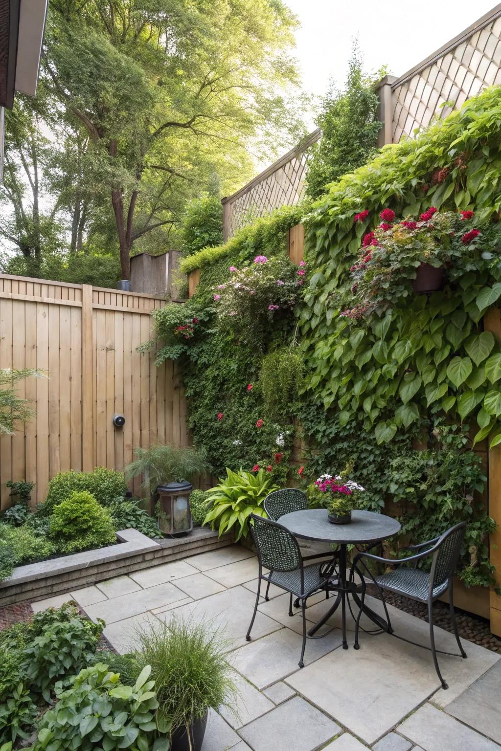 Create a living wall with a vertical garden on your patio.