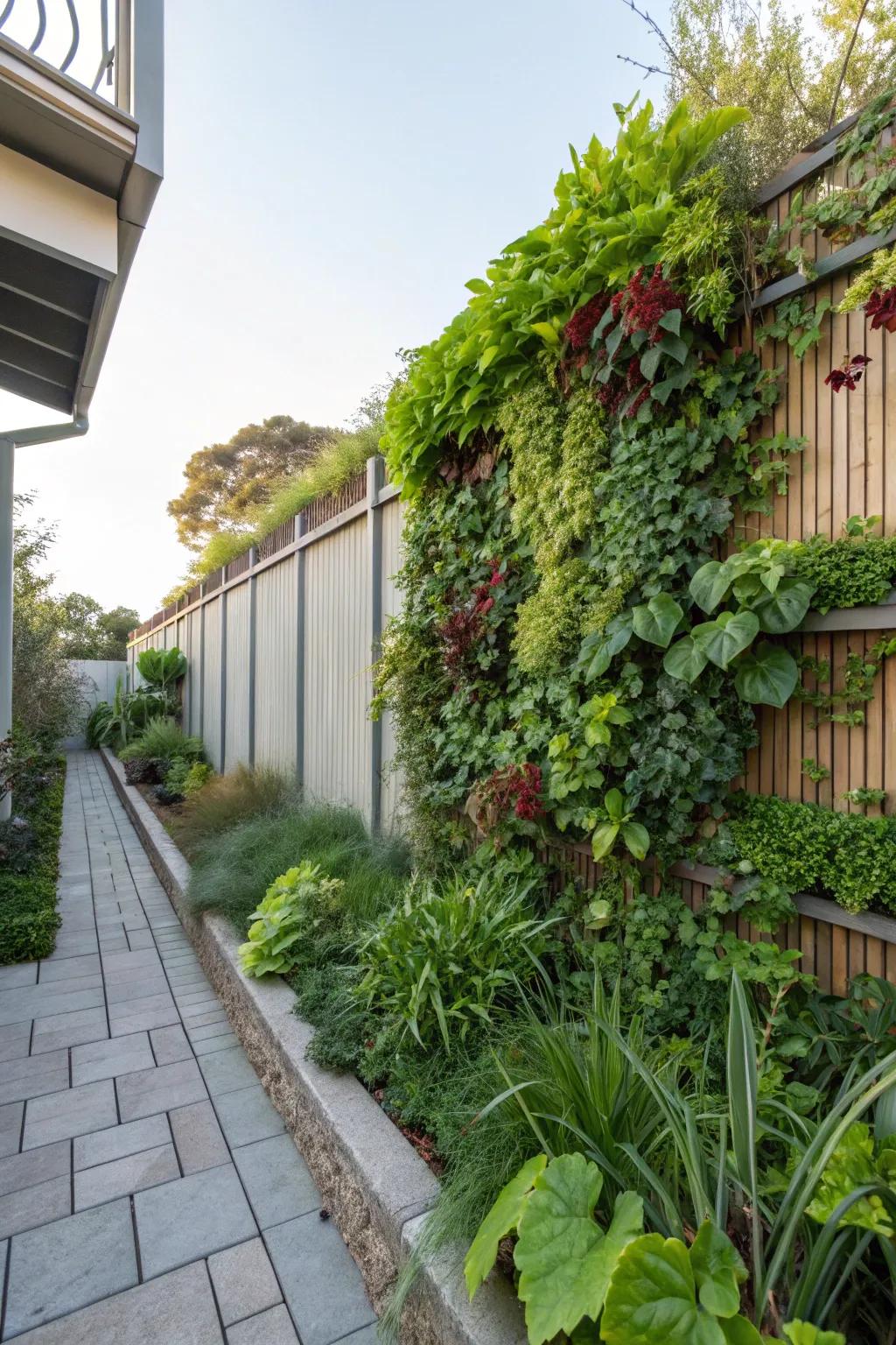 Vertical gardens enhance greenery without taking up ground space.