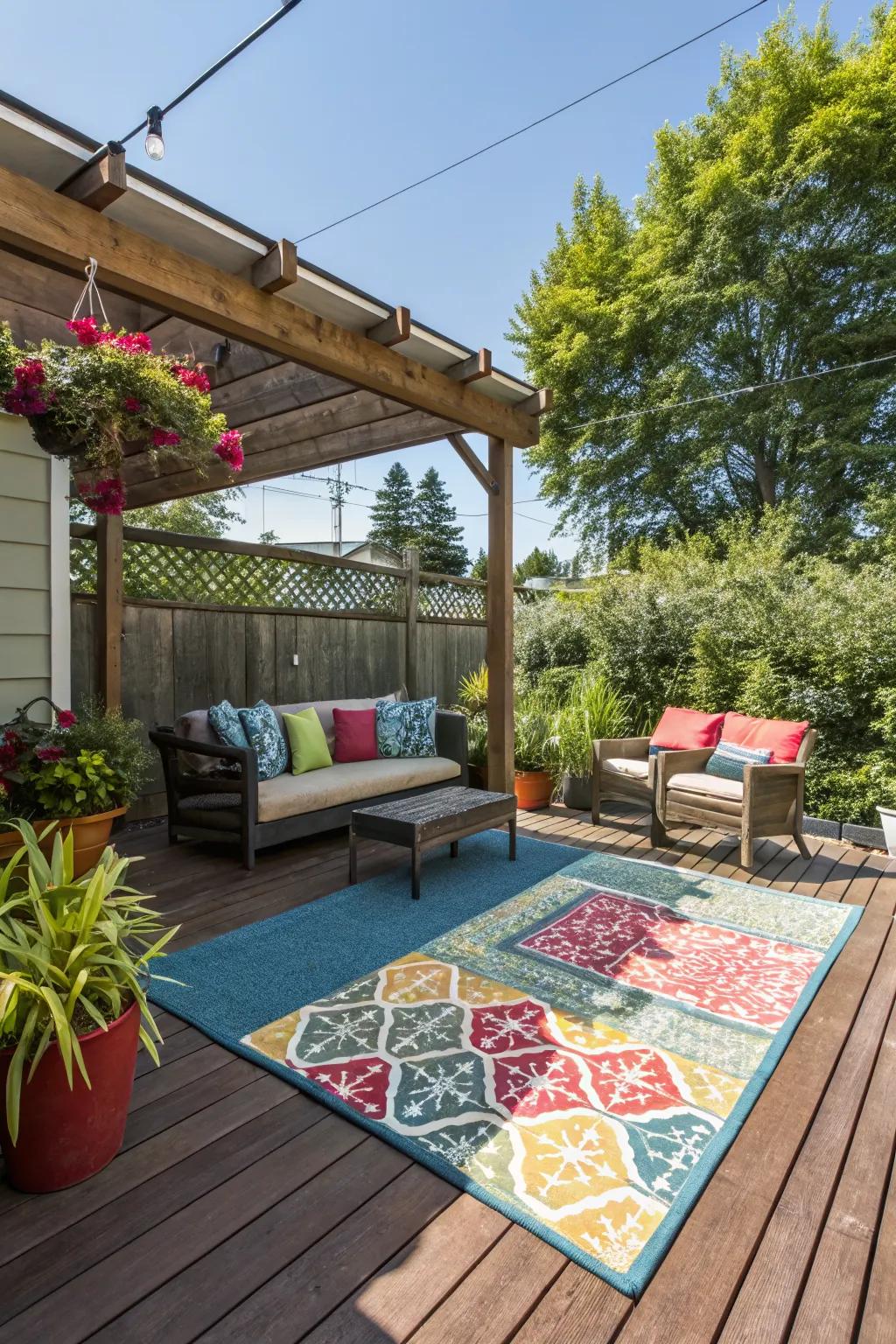 An outdoor rug ties your patio decor together.