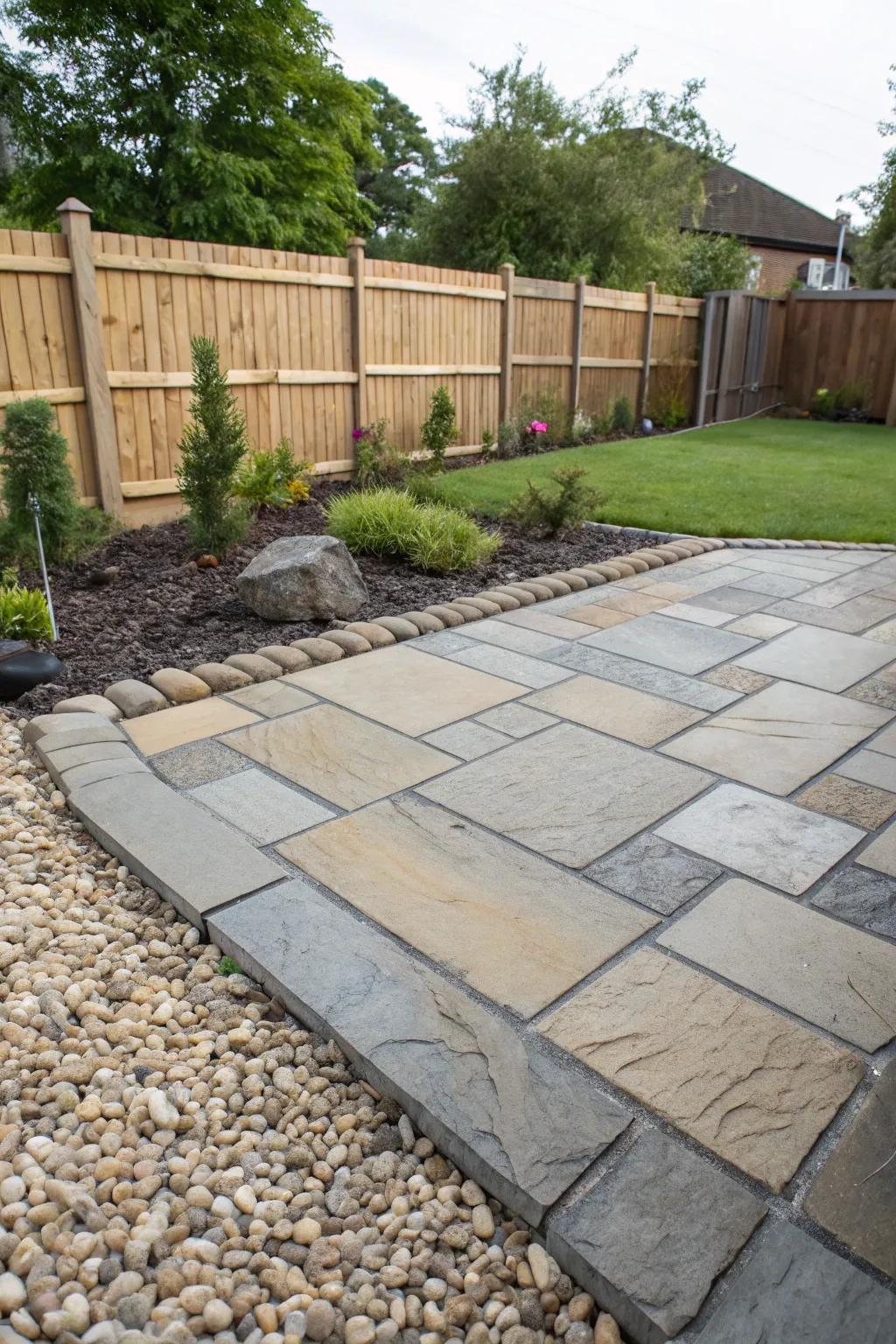 Creative texture mix on a paver patio