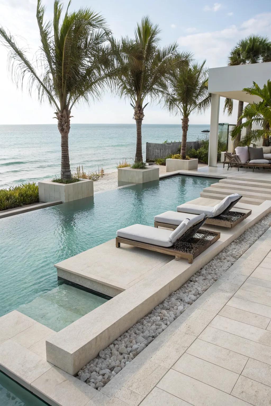 Artistic seating adds flair to your pool design.
