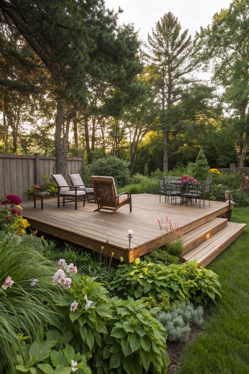 A floating deck offers a unique and stylish outdoor space.