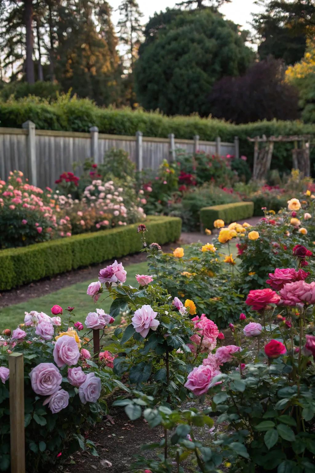 Seasonal color schemes keep your rose garden vibrant all year long.