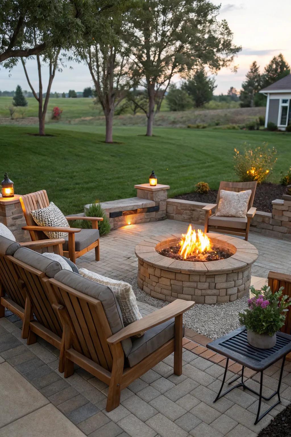 A cozy fire pit area for evening gatherings