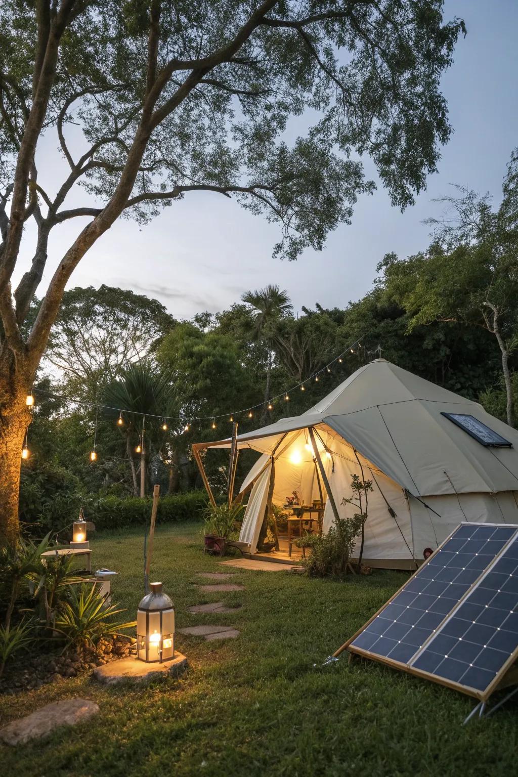 Enjoy nature responsibly with an eco-friendly tent setup.