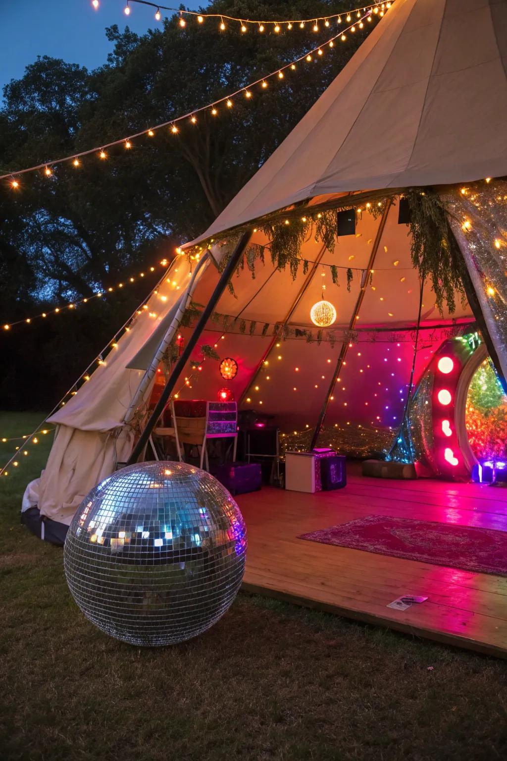 Dance under the stars with a funky retro disco party.