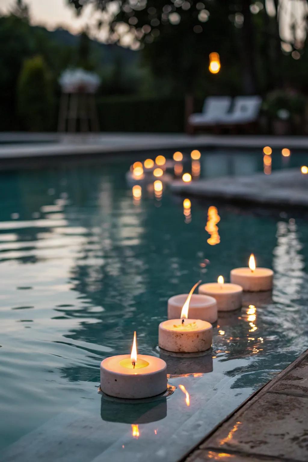 Floating pool torches add a mesmerizing glow to your water features.