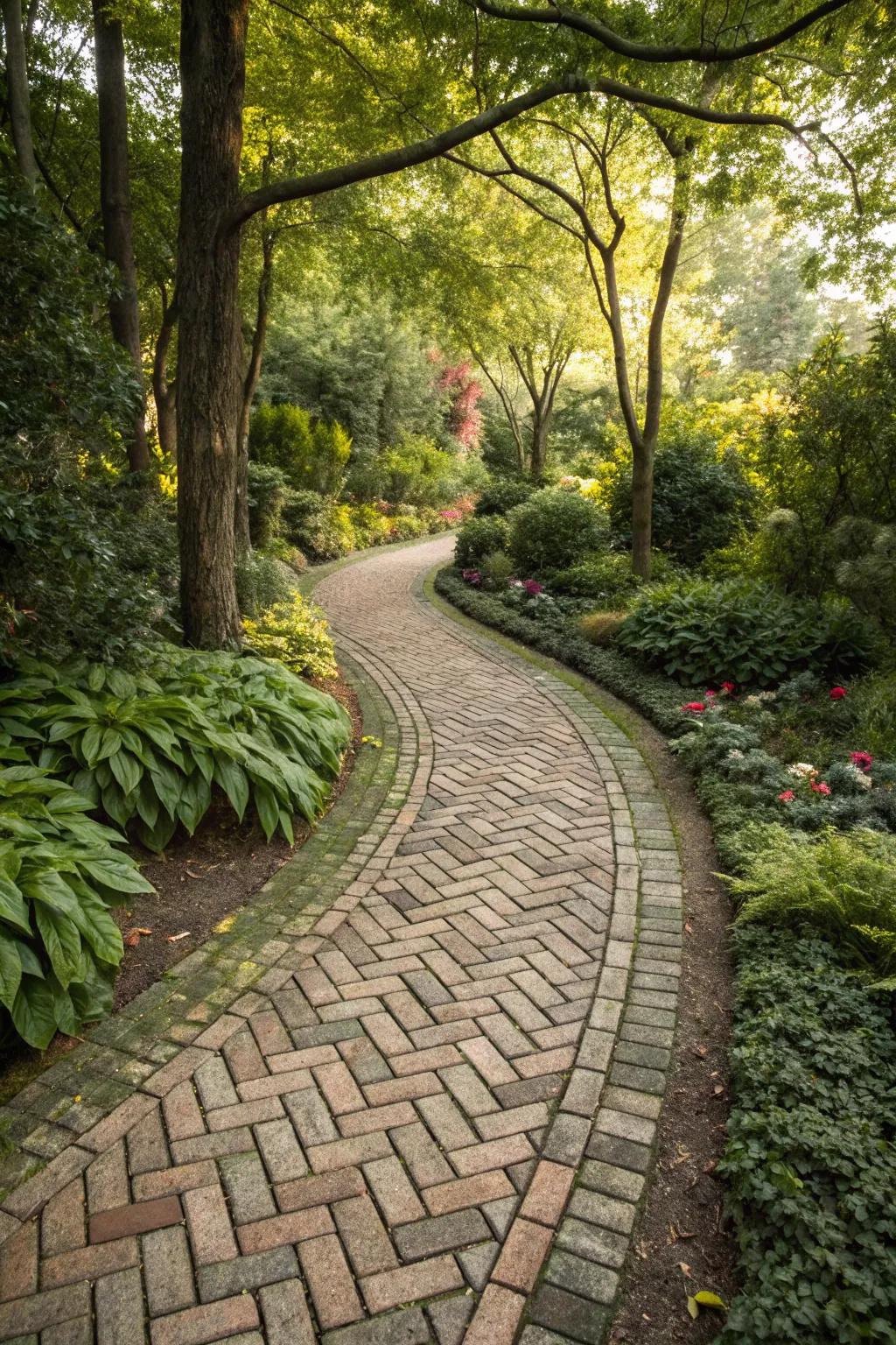 Patterned pathways bring a touch of elegance and sophistication to gardens.