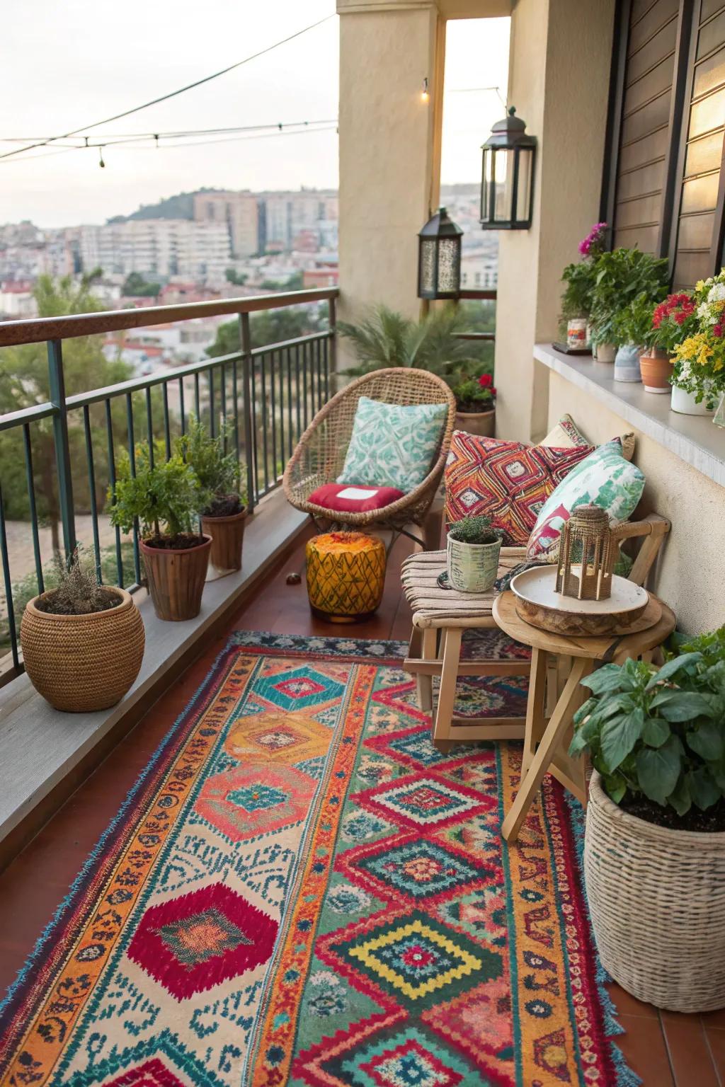 Travel through colors with a vibrant kilim.