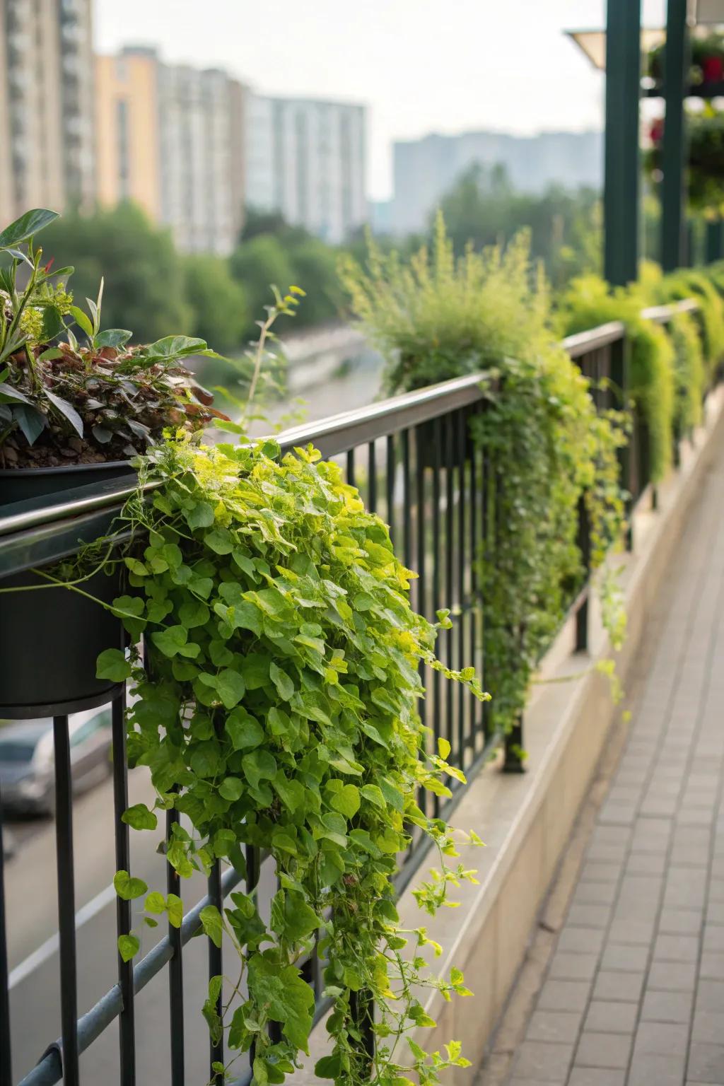 Railing planters add greenery and privacy to balcony spaces.