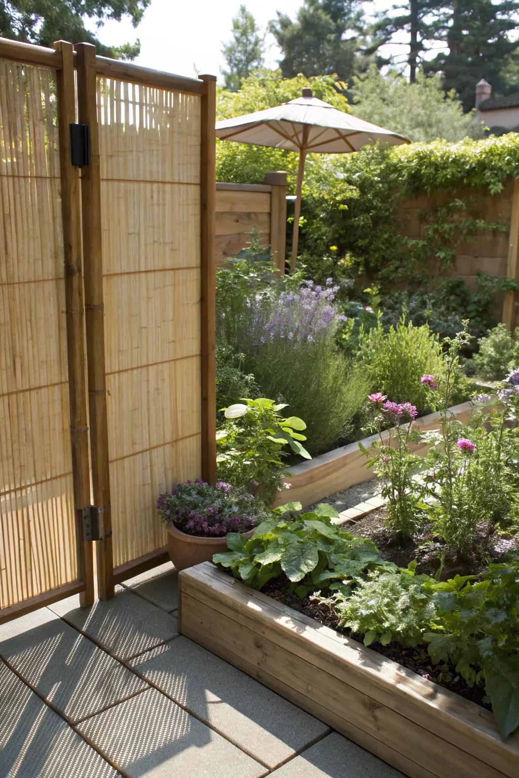 Add a stylish touch with decorative bamboo screens.